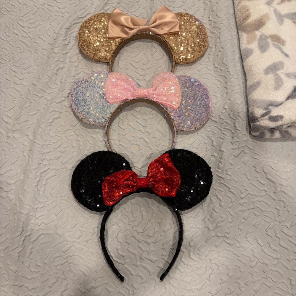 Sequin Mouse Ear Headbands - Gold, Pink, Black
